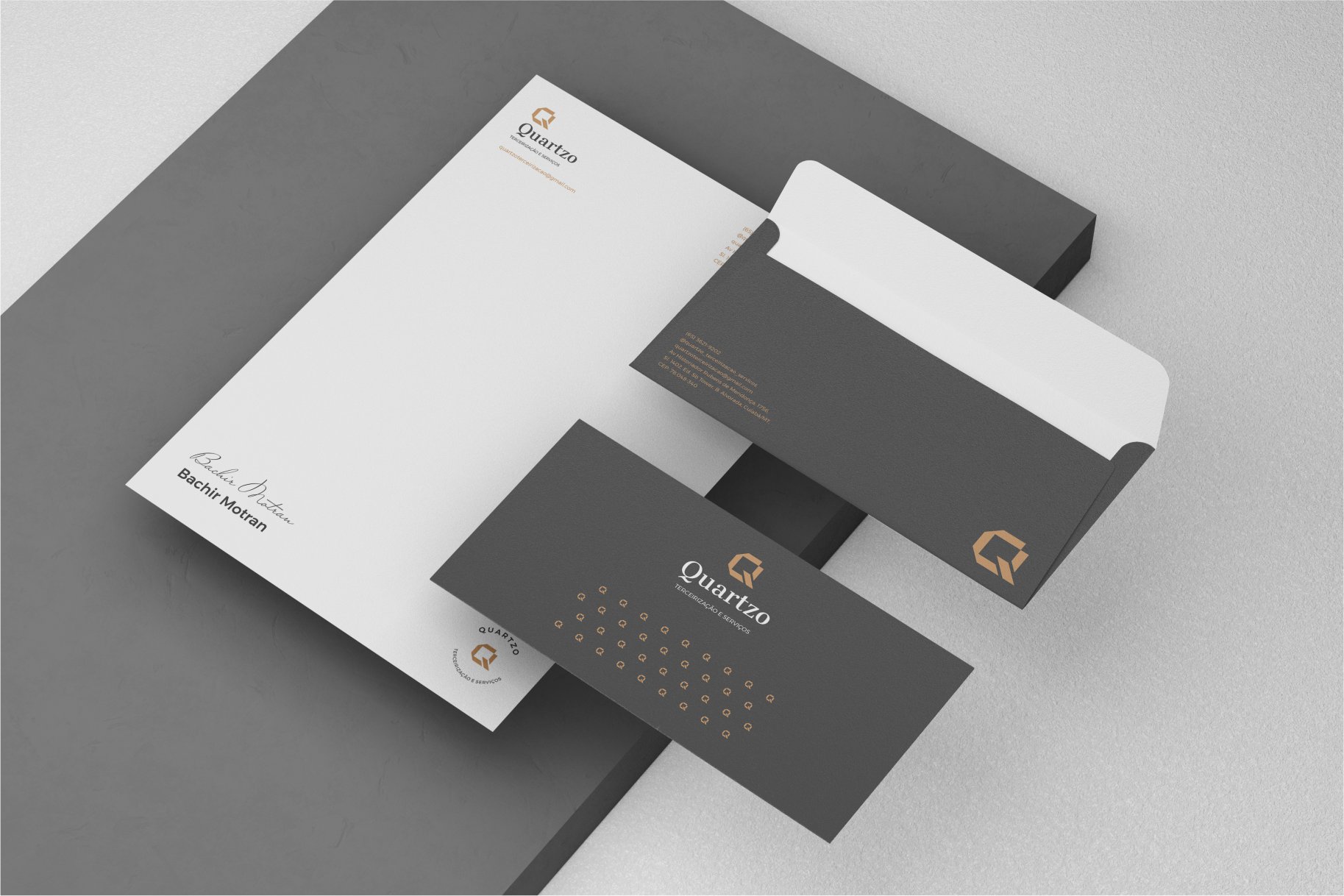 Envelope e Papel Timbrado Identidade Visual Quartzo