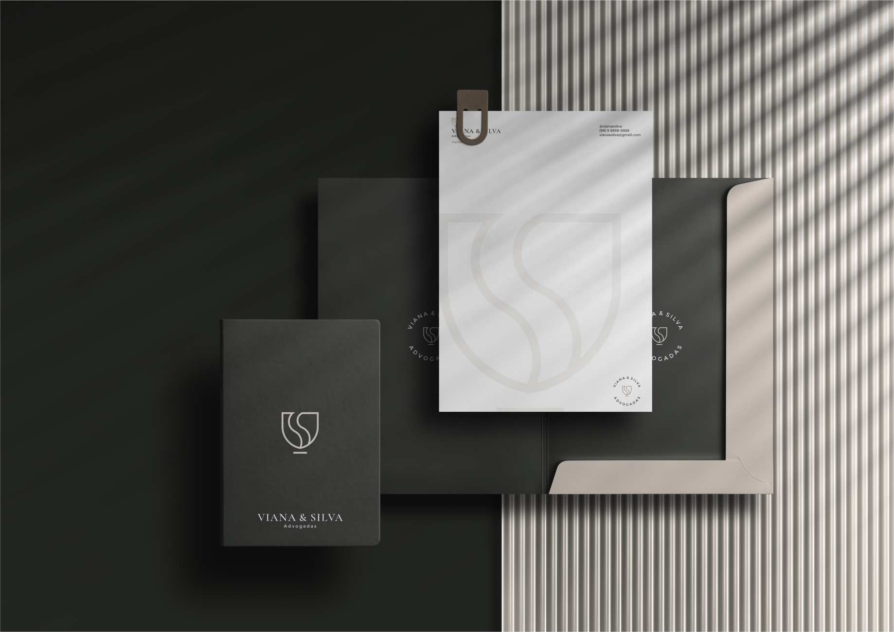 Papelaria para advogada Viane e Silva Advogadas Identidade Visual