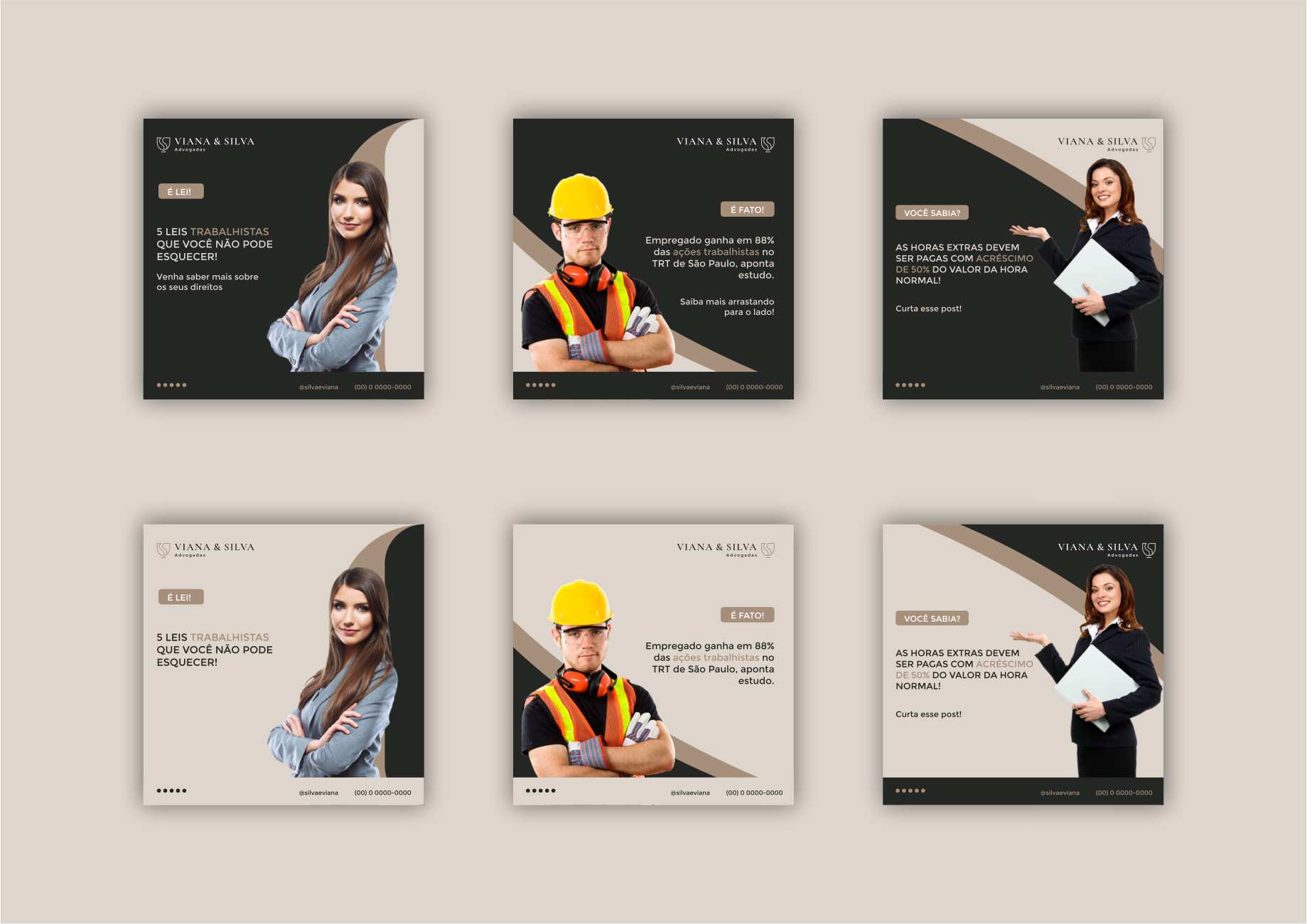 Templates post advogada Viane e Silva Advogadas Identidade Visual